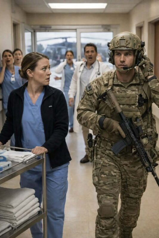 She was the new nurse no one paid attention to—the one they dismissed as useless. Until a military helicopter touched down on the hospital roof, and an armed officer burst inside asking for